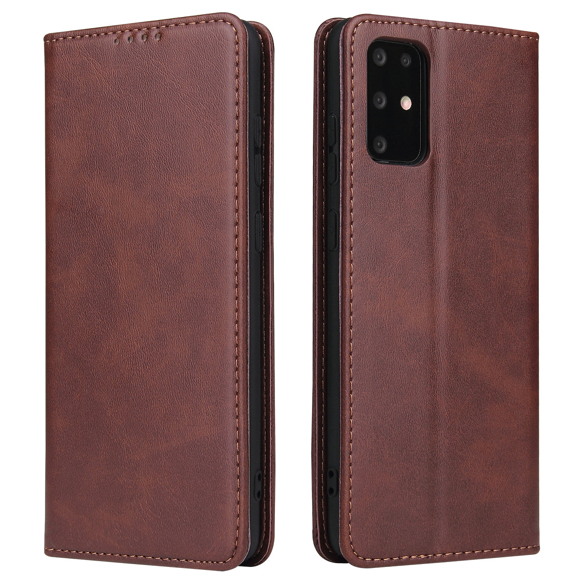 Business Style Auto-absorbed Leather Wallet Mobile Phone Case for Samsung Galaxy S20 4G/S20 5G - Coffee