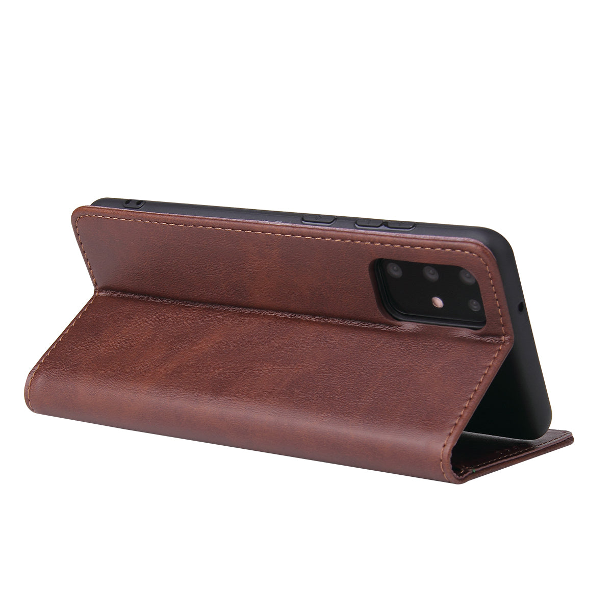 Business Style Auto-absorbed Leather Wallet Mobile Phone Case for Samsung Galaxy S20 4G/S20 5G - Coffee