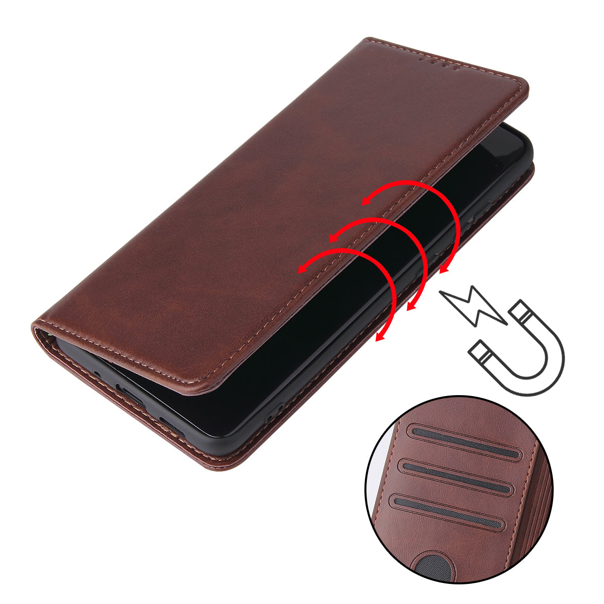 Business Style Auto-absorbed Leather Wallet Mobile Phone Case for Samsung Galaxy S20 4G/S20 5G - Coffee