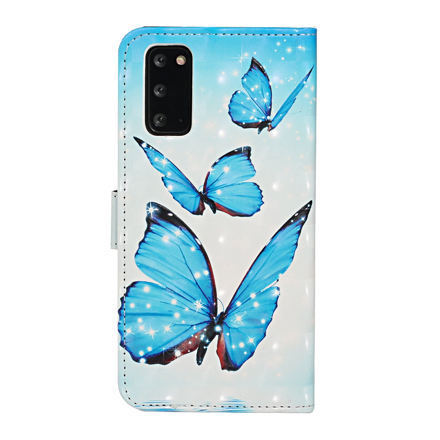 Light Spot Decor Pattern Printing Wallet Leather Mobile Cover for Samsung Galaxy S20 - Butterfly