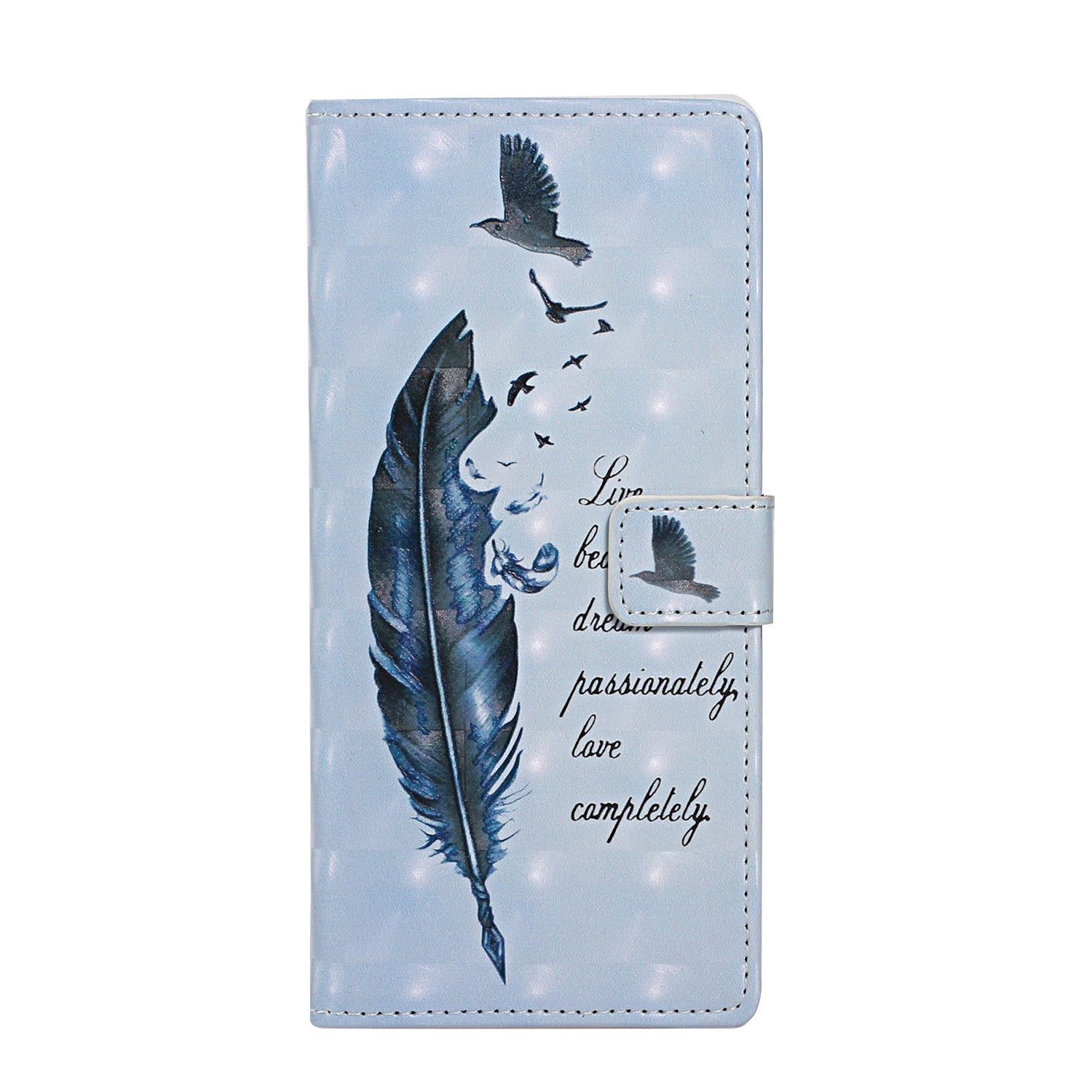 Light Spot Decor Pattern Printing Wallet Leather Mobile Cover for Samsung Galaxy S20 - Feather and Bird