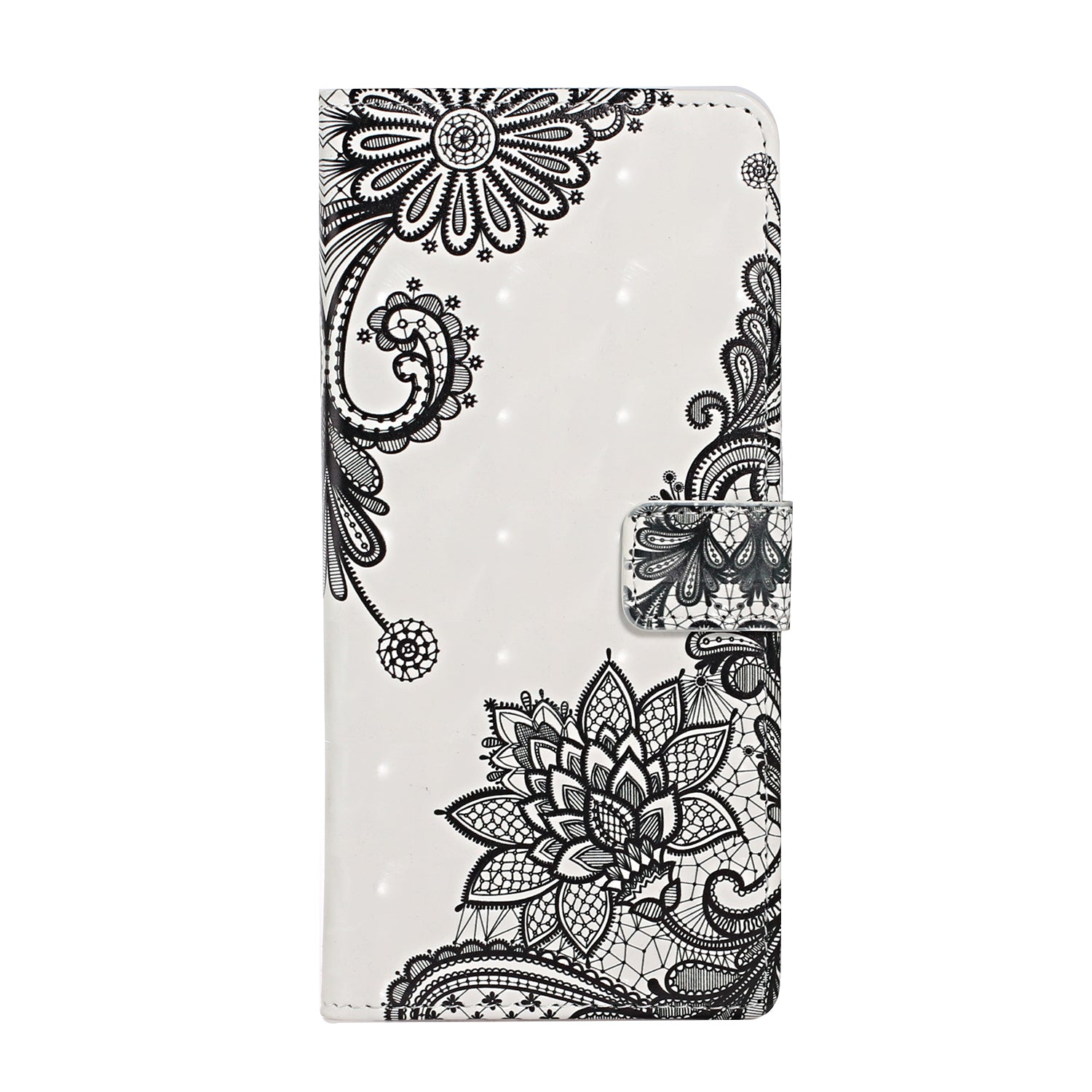 Light Spot Decor Pattern Printing Wallet Leather Mobile Cover for Samsung Galaxy S20 - Lace Flower