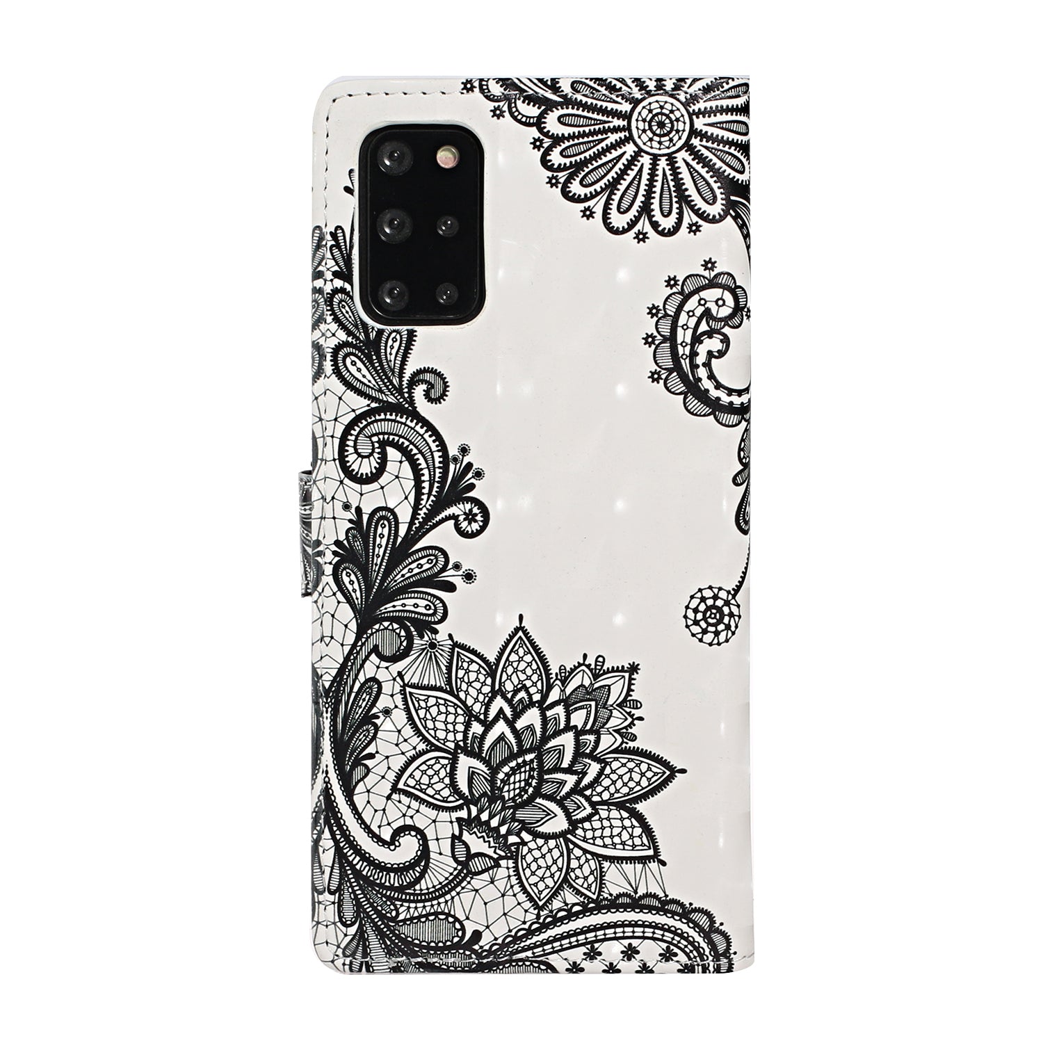 Light Spot Decor Pattern Printing Wallet Leather Mobile Case for Samsung Galaxy S20 Plus - Lace Flower