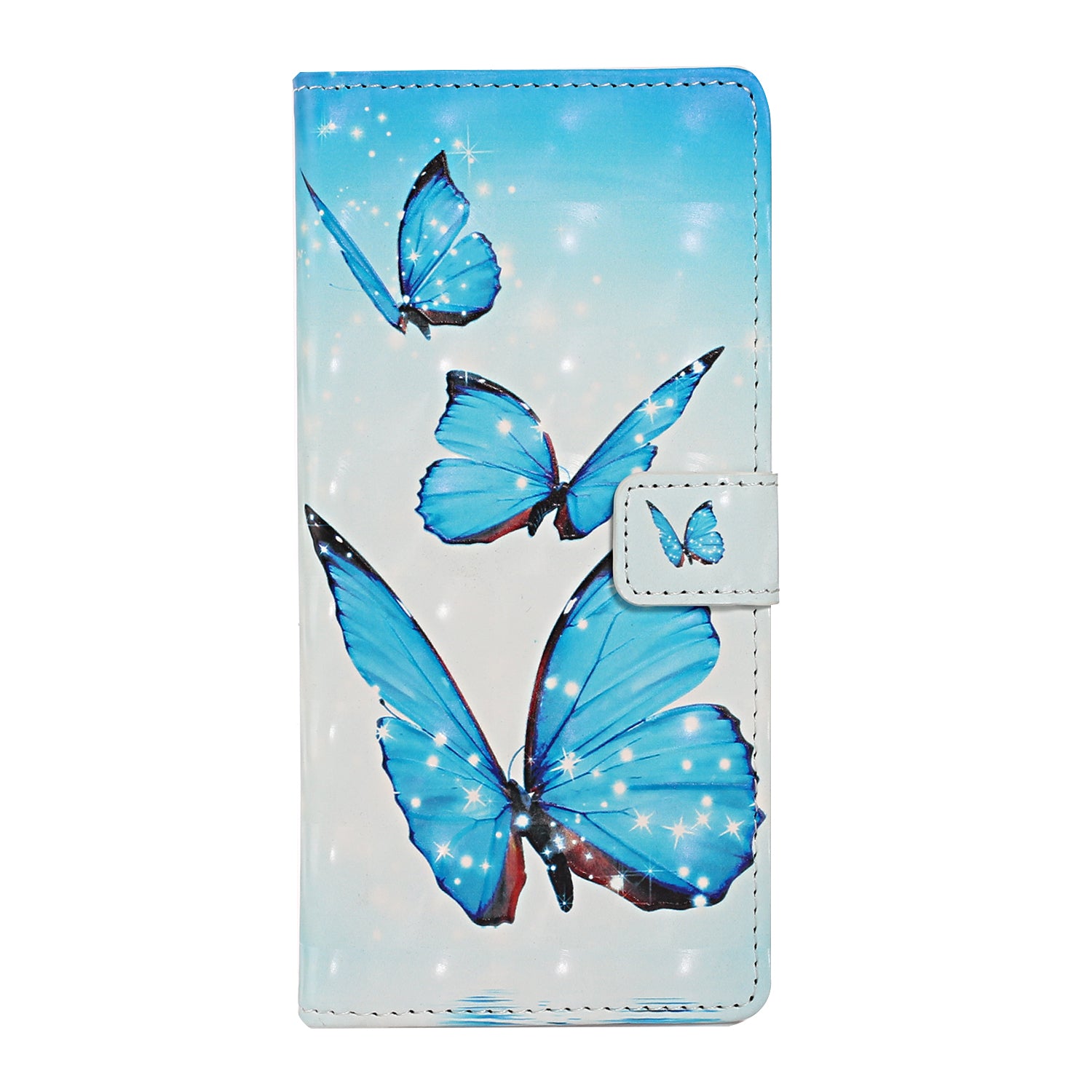 Light Spot Decor Pattern Printing Wallet Leather Mobile Case for Samsung Galaxy S20 Plus - Blue Butterfly