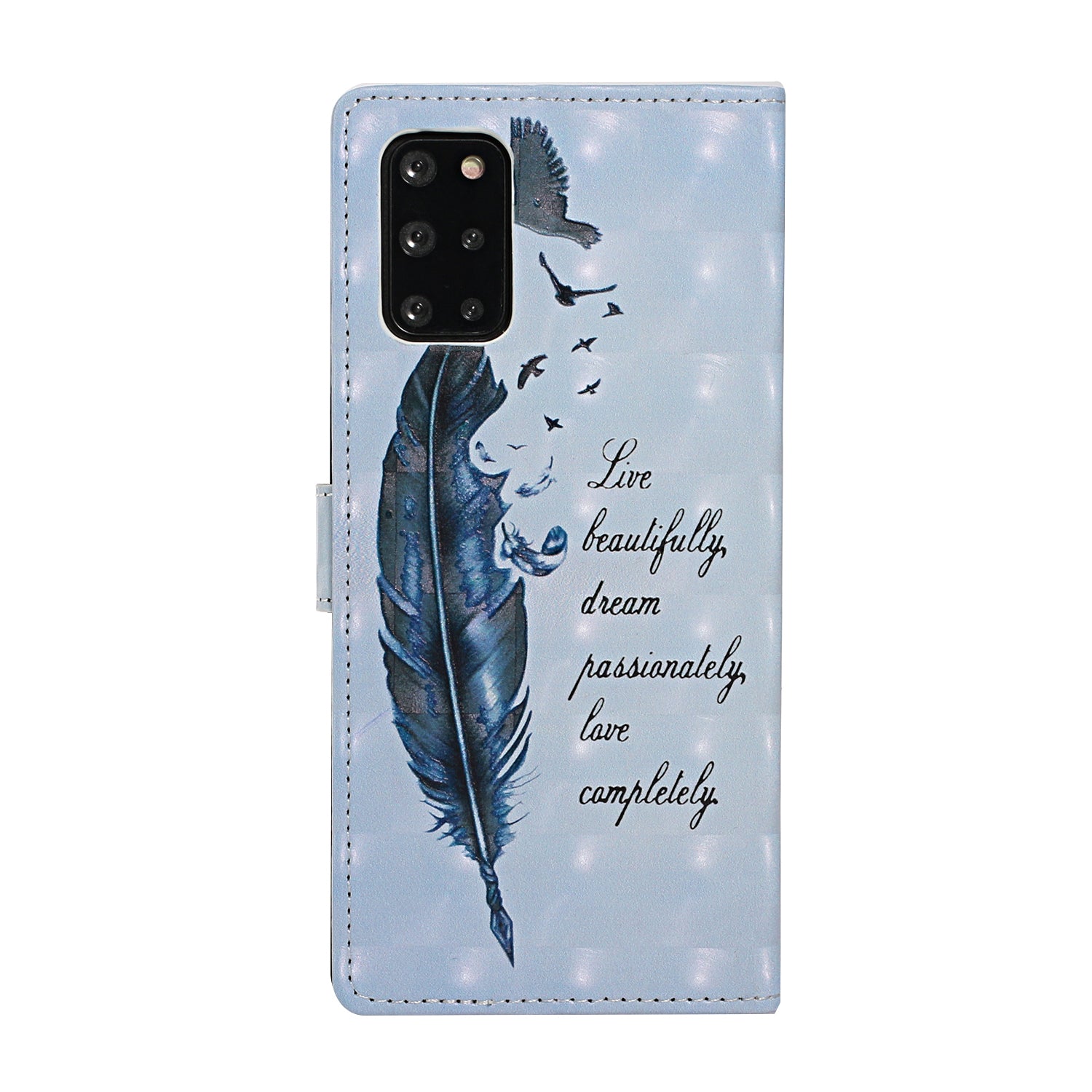 Light Spot Decor Pattern Printing Wallet Leather Mobile Case for Samsung Galaxy S20 Plus - Feather and Birds