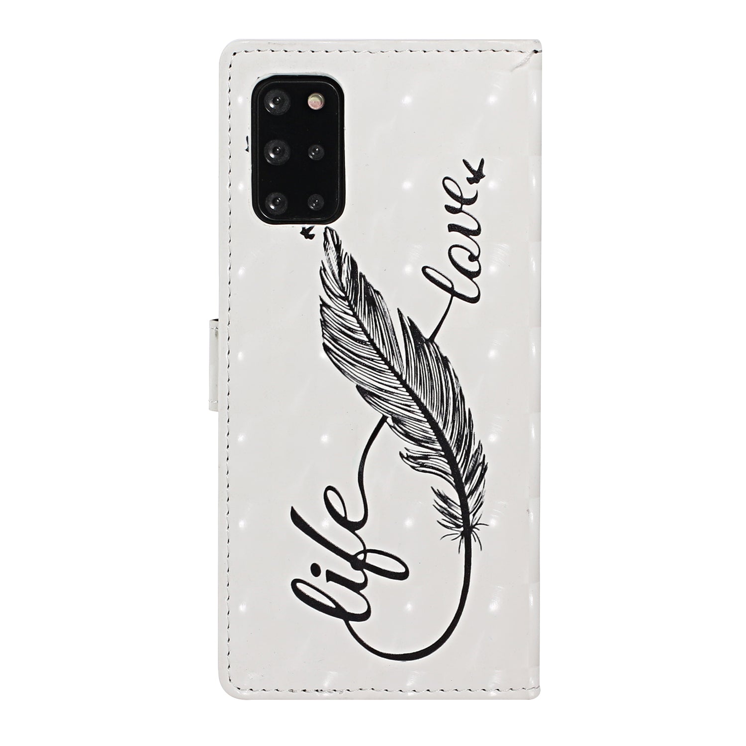 Light Spot Decor Pattern Printing Wallet Leather Mobile Case for Samsung Galaxy S20 Plus - Feather