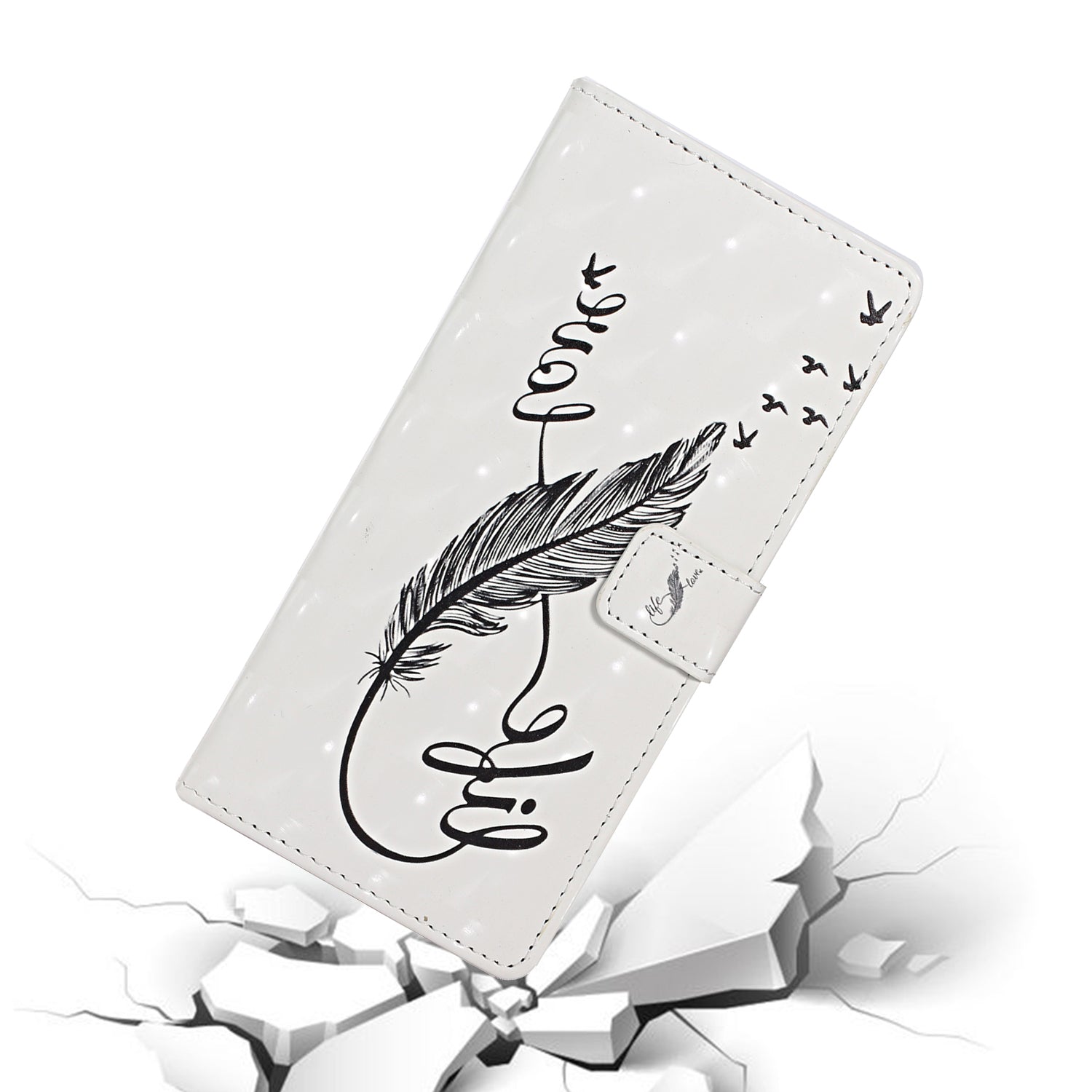 Light Spot Decor Pattern Printing Wallet Leather Mobile Case for Samsung Galaxy S20 Plus - Feather