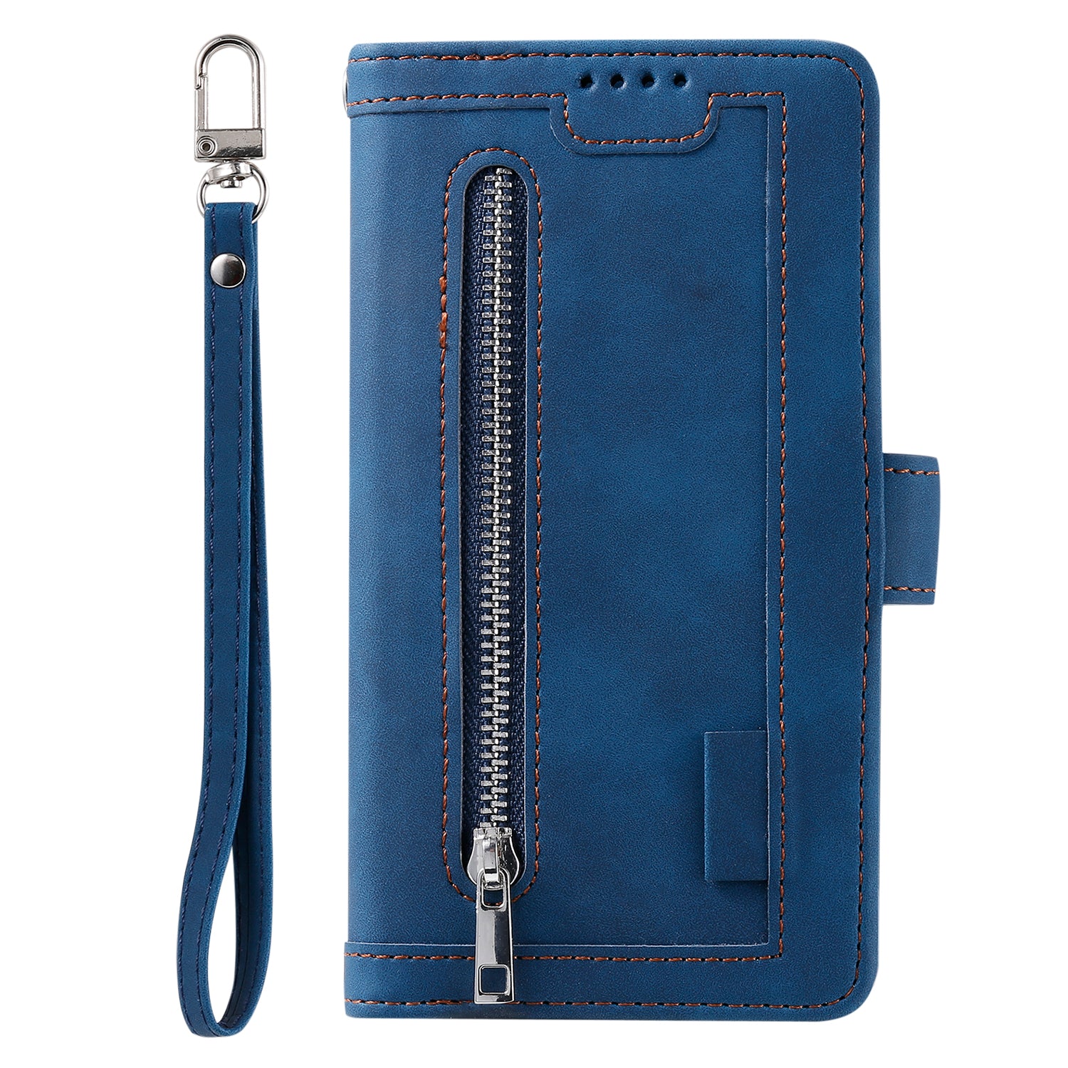 Zipper Pocket Wallet Stand Flip Leather Cell Phone Cover Casing for Samsung Galaxy S20 Plus/S20 Plus 5G  - Blue