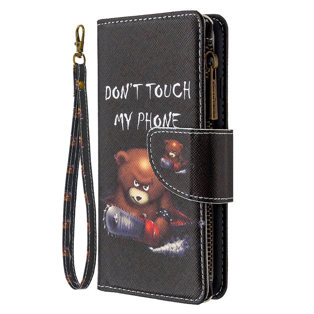 Pattern Zipper Pocket 9 Card Slots Leather Wallet Phone Case for Samsung Galaxy S20 Ultra - Do Not Touch