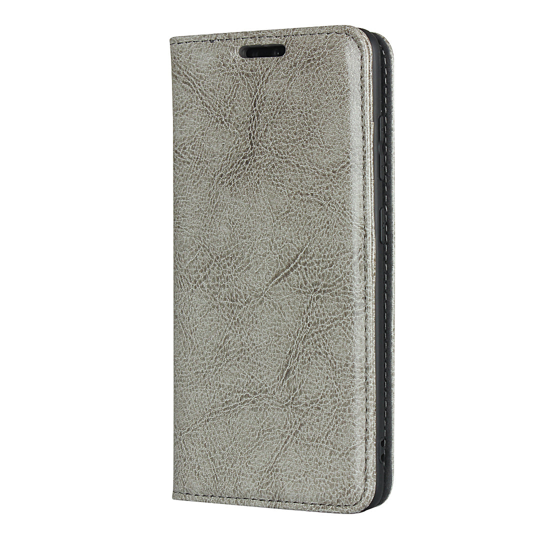 Crazy Horse Texture Genuine Leather Wallet Phone Cover Case for Samsung Galaxy S20 4G/S20 5G - Grey