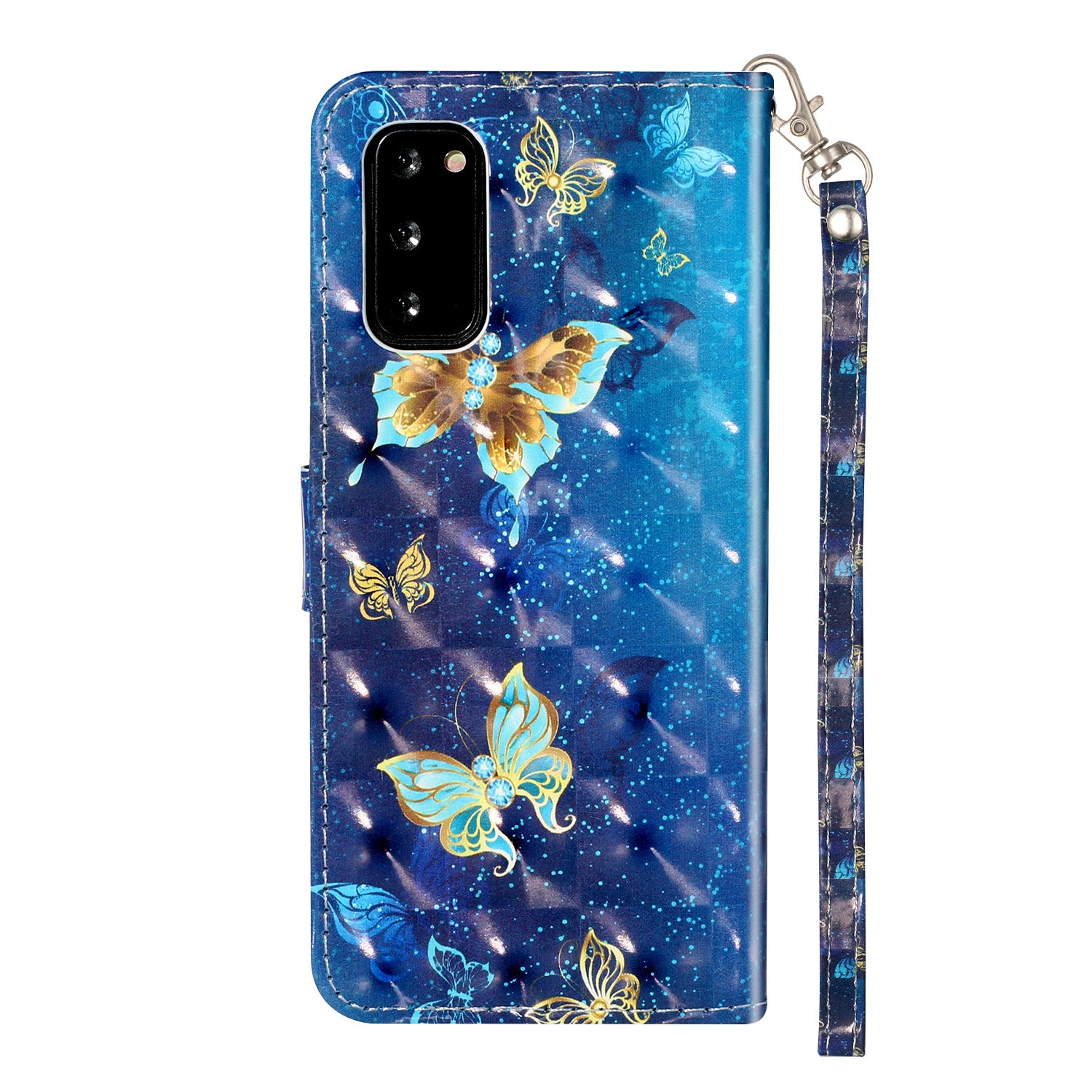 Light Spot Decor Patterned Embossed Leather Wallet Phone Case for Samsung Galaxy S20 4G/S20 5G - Butterfly