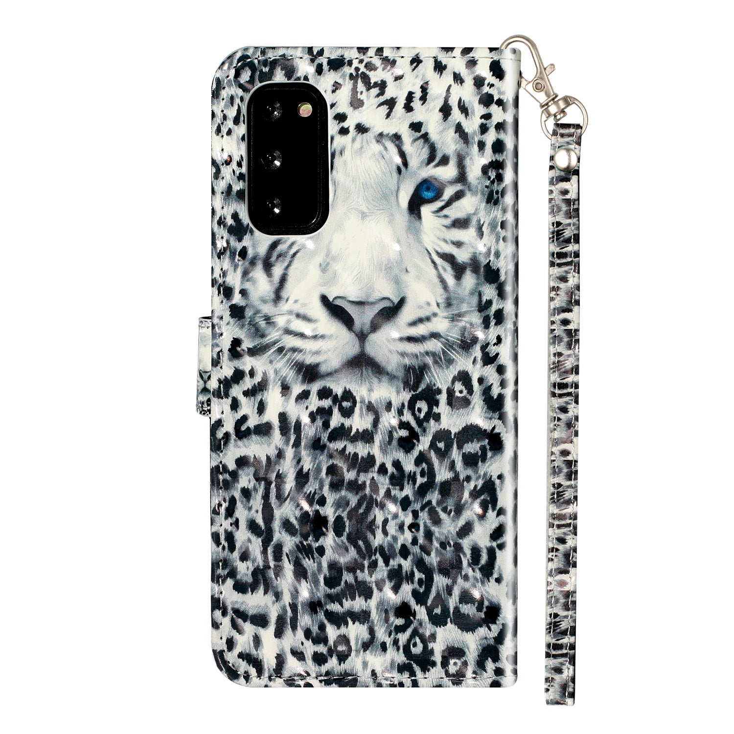 Light Spot Decor Patterned Embossed Leather Wallet Phone Case for Samsung Galaxy S20 4G/S20 5G - Leopard Face