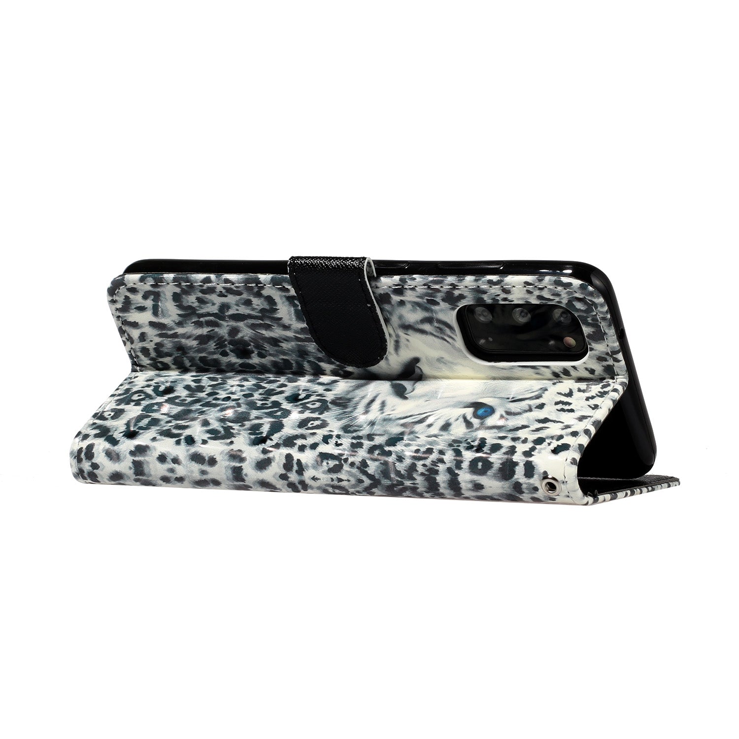 Light Spot Decor Patterned Embossed Leather Wallet Phone Case for Samsung Galaxy S20 4G/S20 5G - Leopard Face