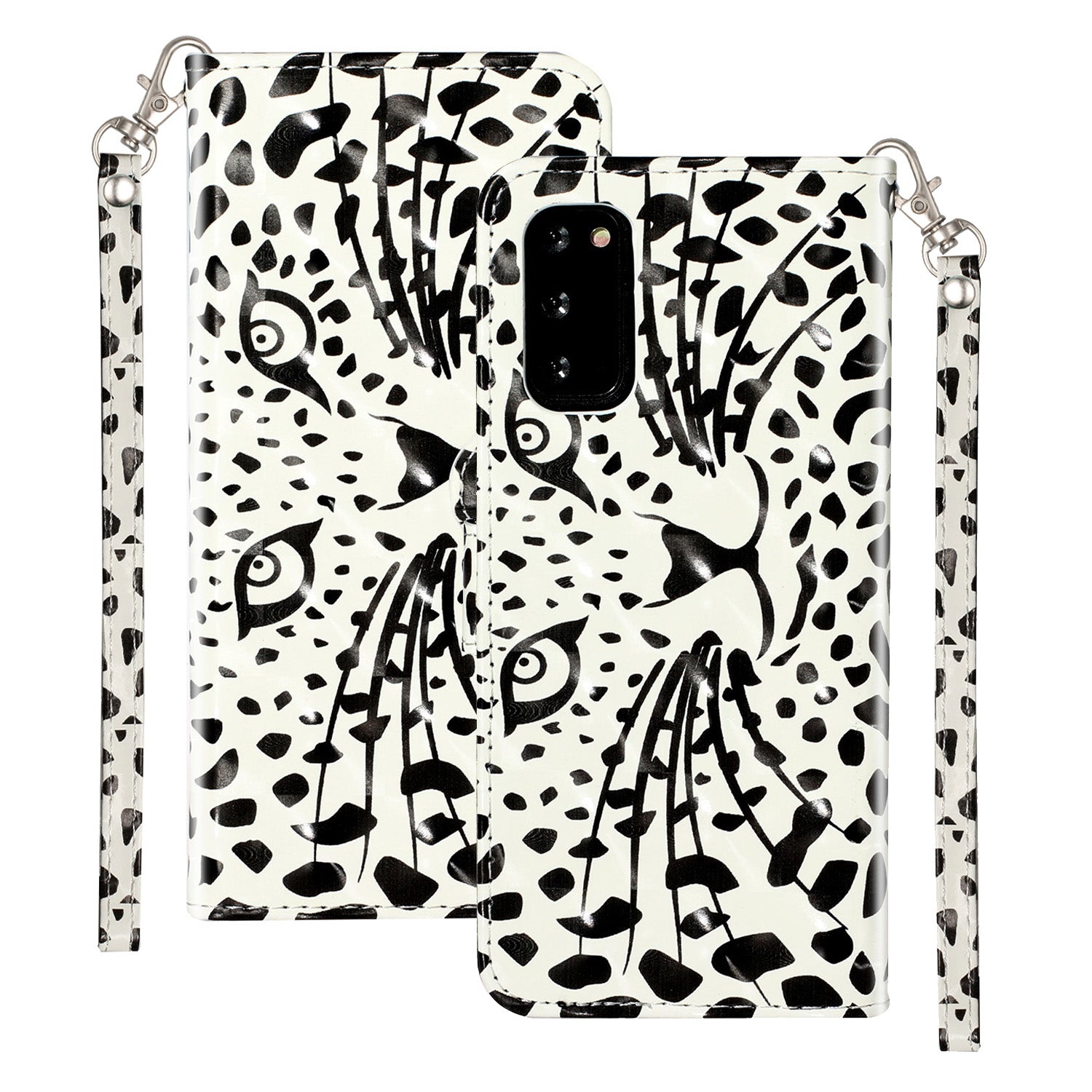 Light Spot Decor Patterned Embossed Leather Wallet Phone Case for Samsung Galaxy S20 4G/S20 5G - Cartoon Leopard