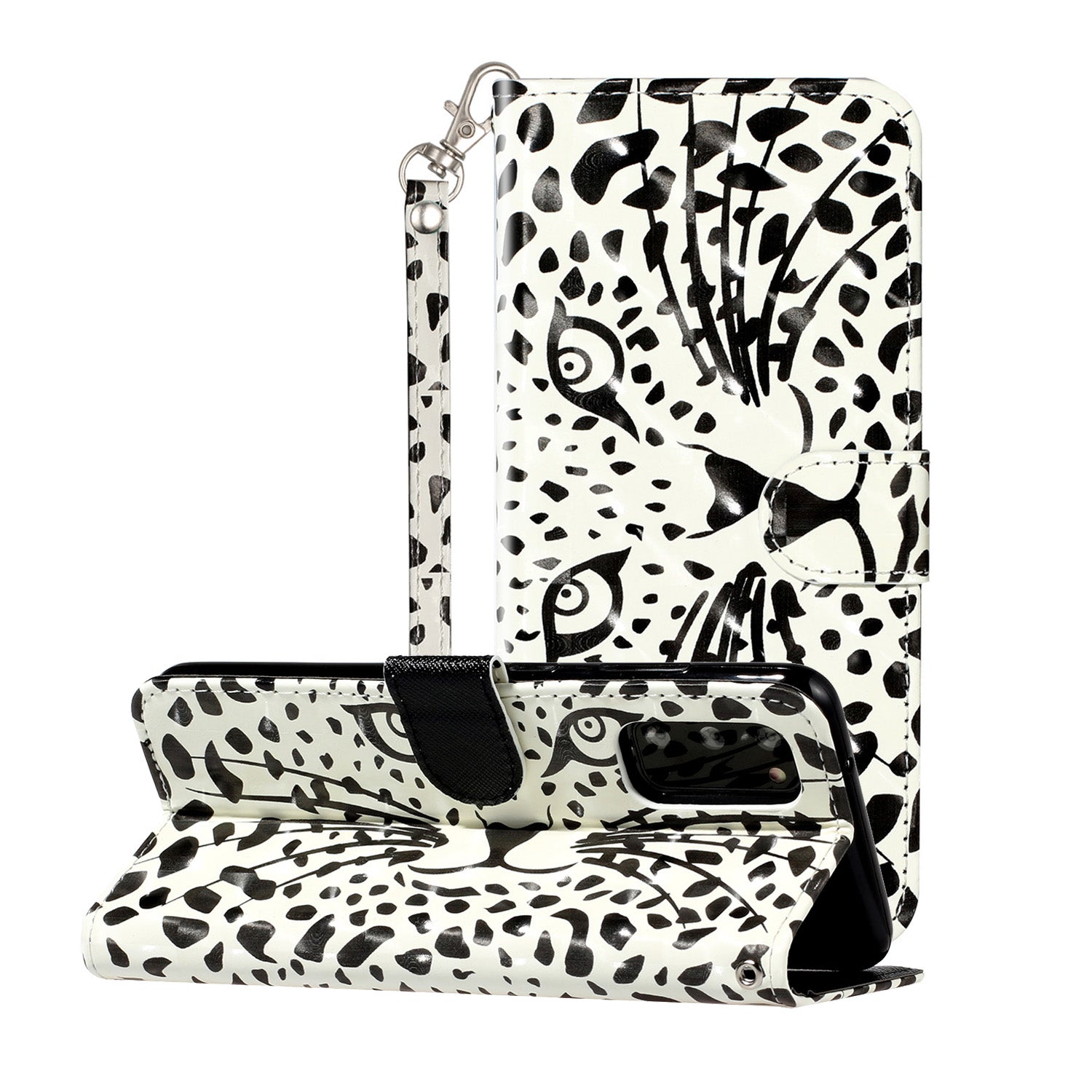 Light Spot Decor Patterned Embossed Leather Wallet Phone Case for Samsung Galaxy S20 4G/S20 5G - Cartoon Leopard