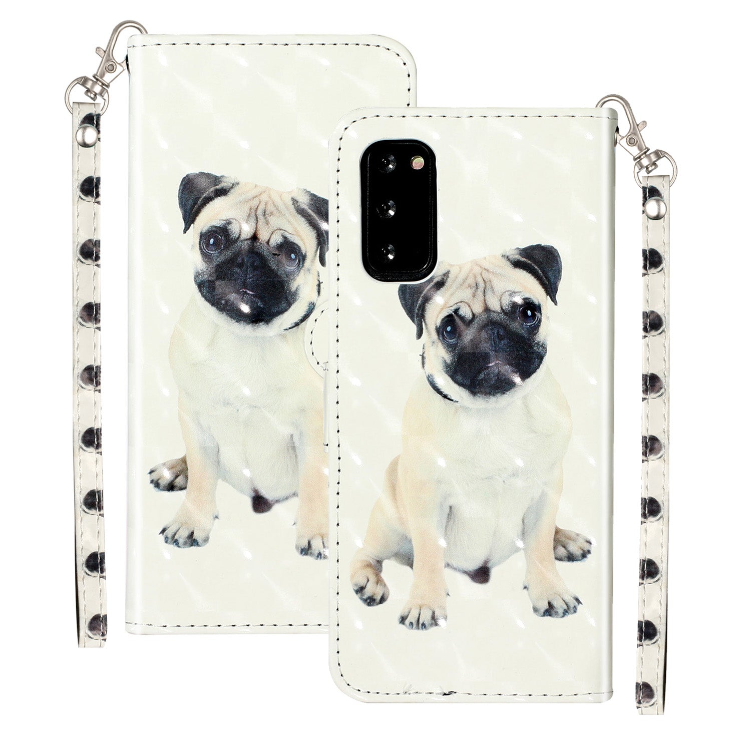 Light Spot Decor Patterned Embossed Leather Wallet Phone Case for Samsung Galaxy S20 4G/S20 5G - Dog