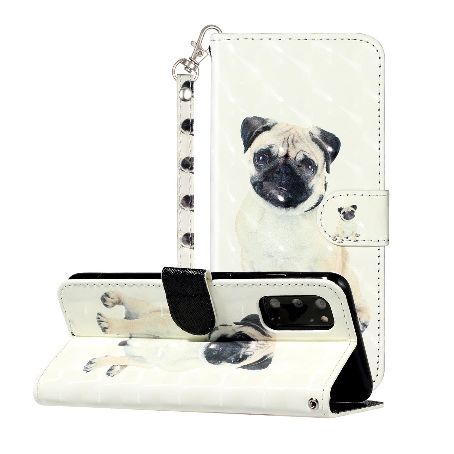 Light Spot Decor Patterned Embossed Leather Wallet Phone Case for Samsung Galaxy S20 4G/S20 5G - Dog