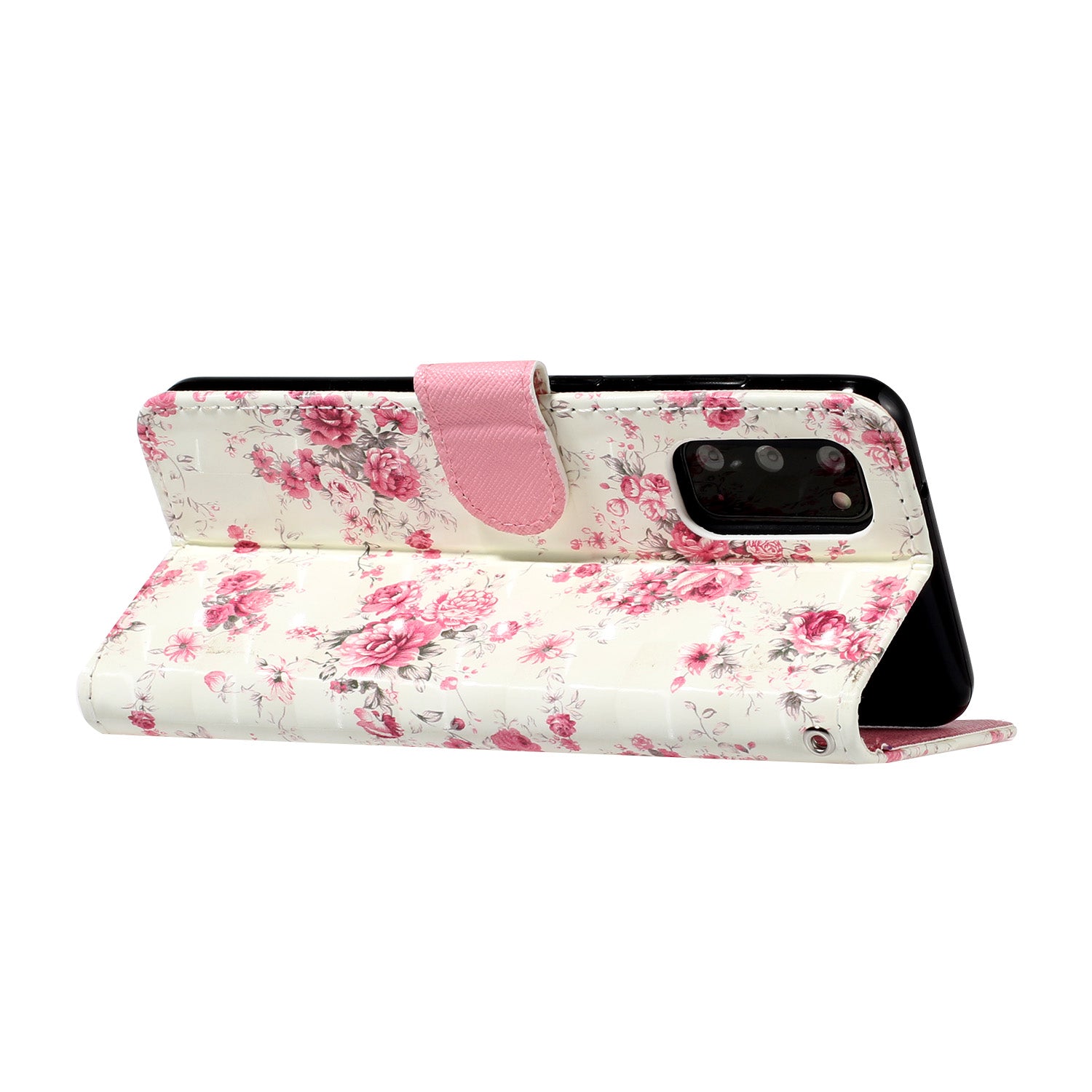 Light Spot Decor Patterned Embossed Leather Wallet Phone Case for Samsung Galaxy S20 4G/S20 5G - Flower