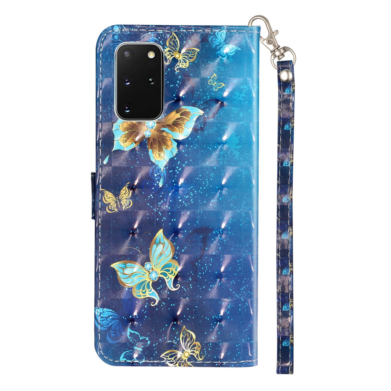 Light Spot Decor Patterned Embossed Leather Wallet Case Cover for Samsung Galaxy S20 Plus - Butterfly