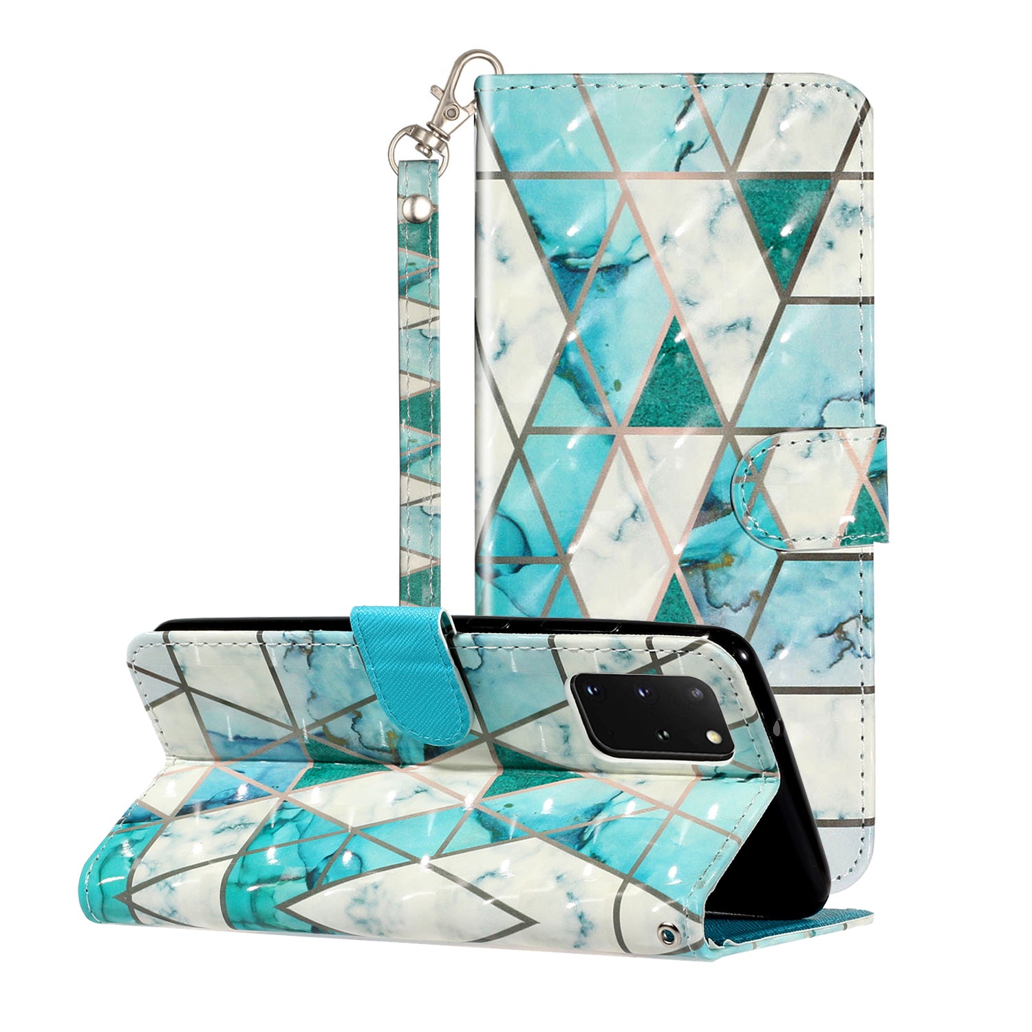 Light Spot Decor Patterned Embossed Leather Wallet Case Cover for Samsung Galaxy S20 Plus - Ceramic Tile