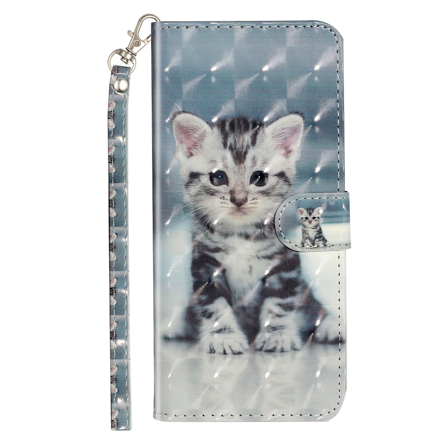 Light Spot Decor Patterned Embossed Leather Wallet Case Cover for Samsung Galaxy S20 Plus - Cat