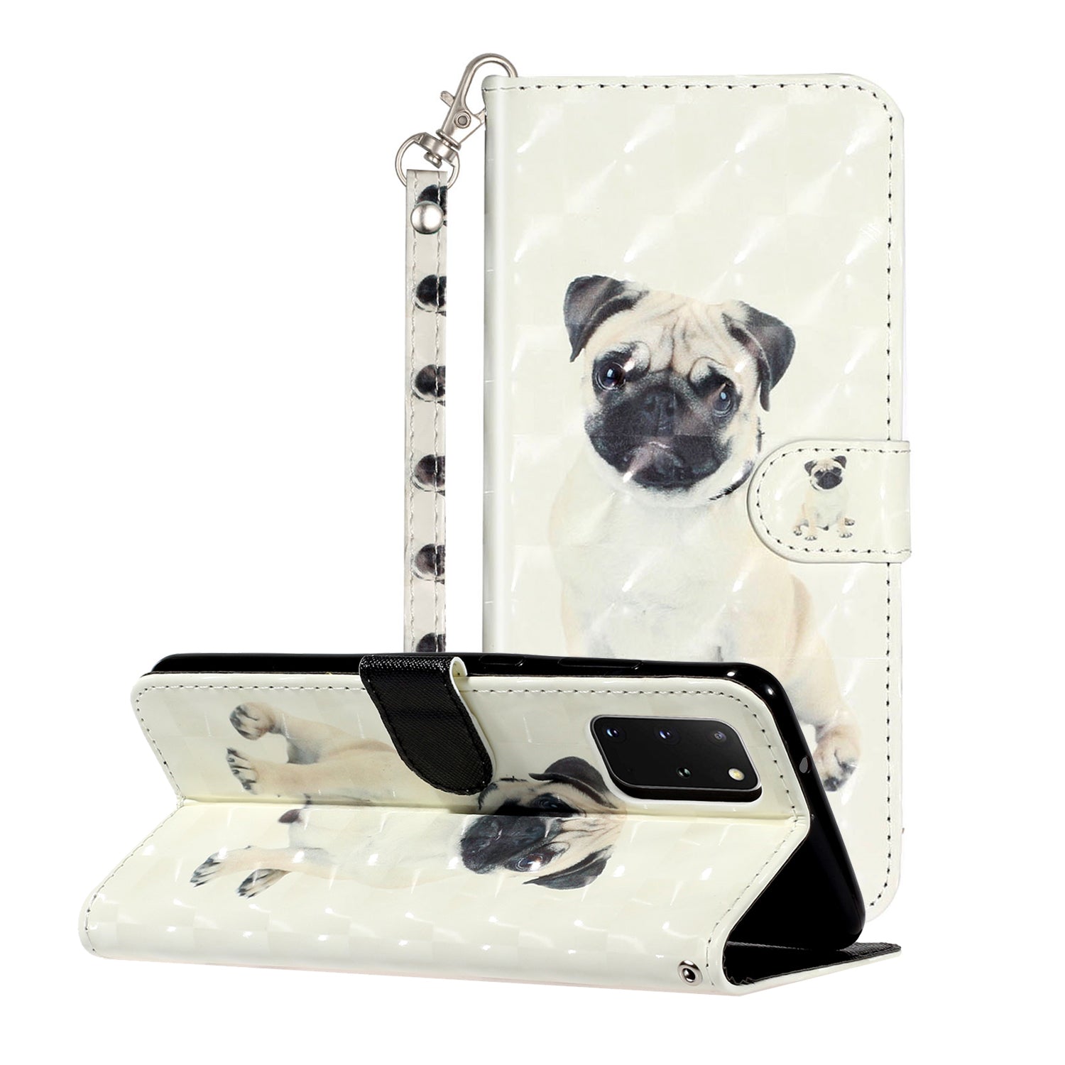 Light Spot Decor Patterned Embossed Leather Wallet Case Cover for Samsung Galaxy S20 Plus - Dog