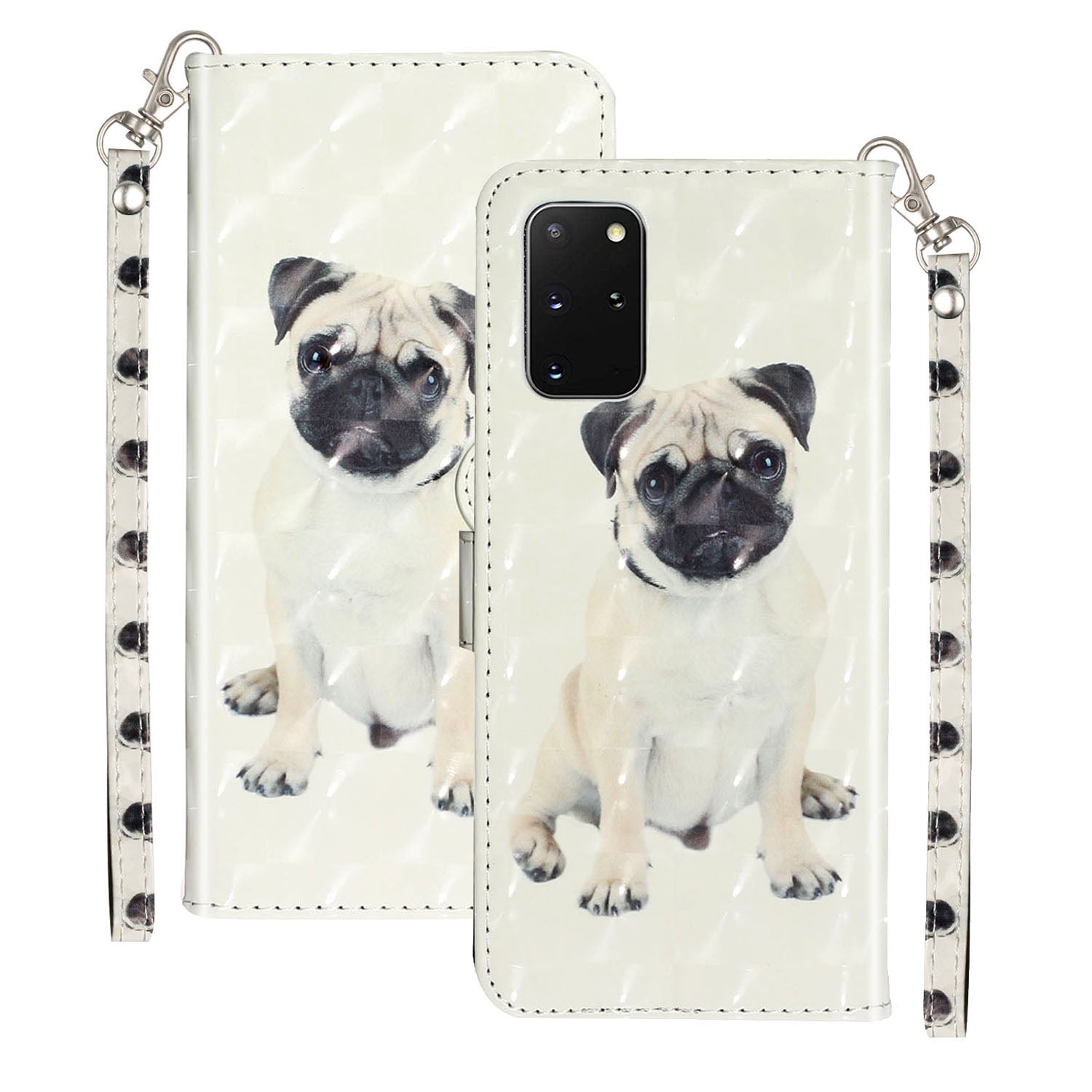 Light Spot Decor Patterned Embossed Leather Wallet Case Cover for Samsung Galaxy S20 Plus - Dog