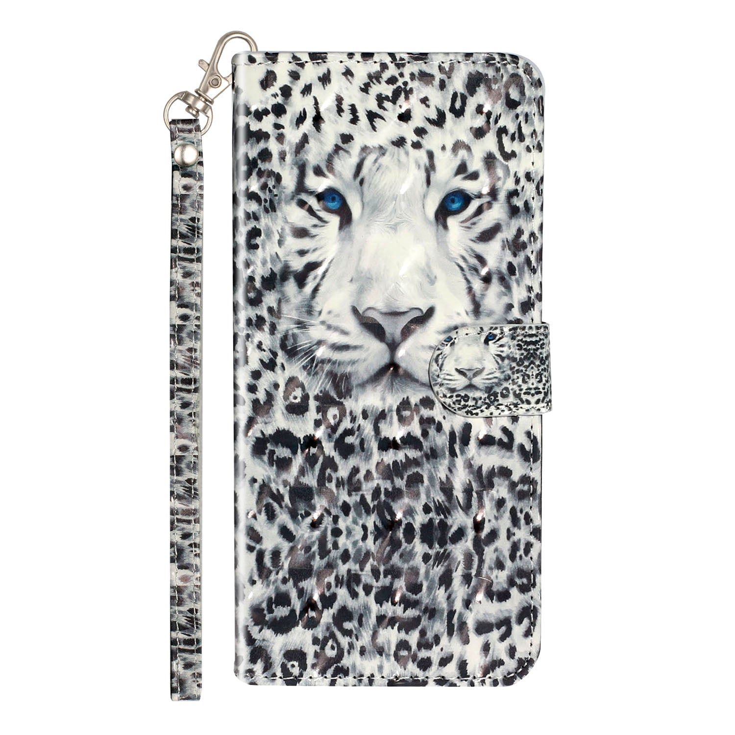 Light Spot Decor Patterned Embossed Leather Wallet Case Cover for Samsung Galaxy S20 Plus - Leopard Face