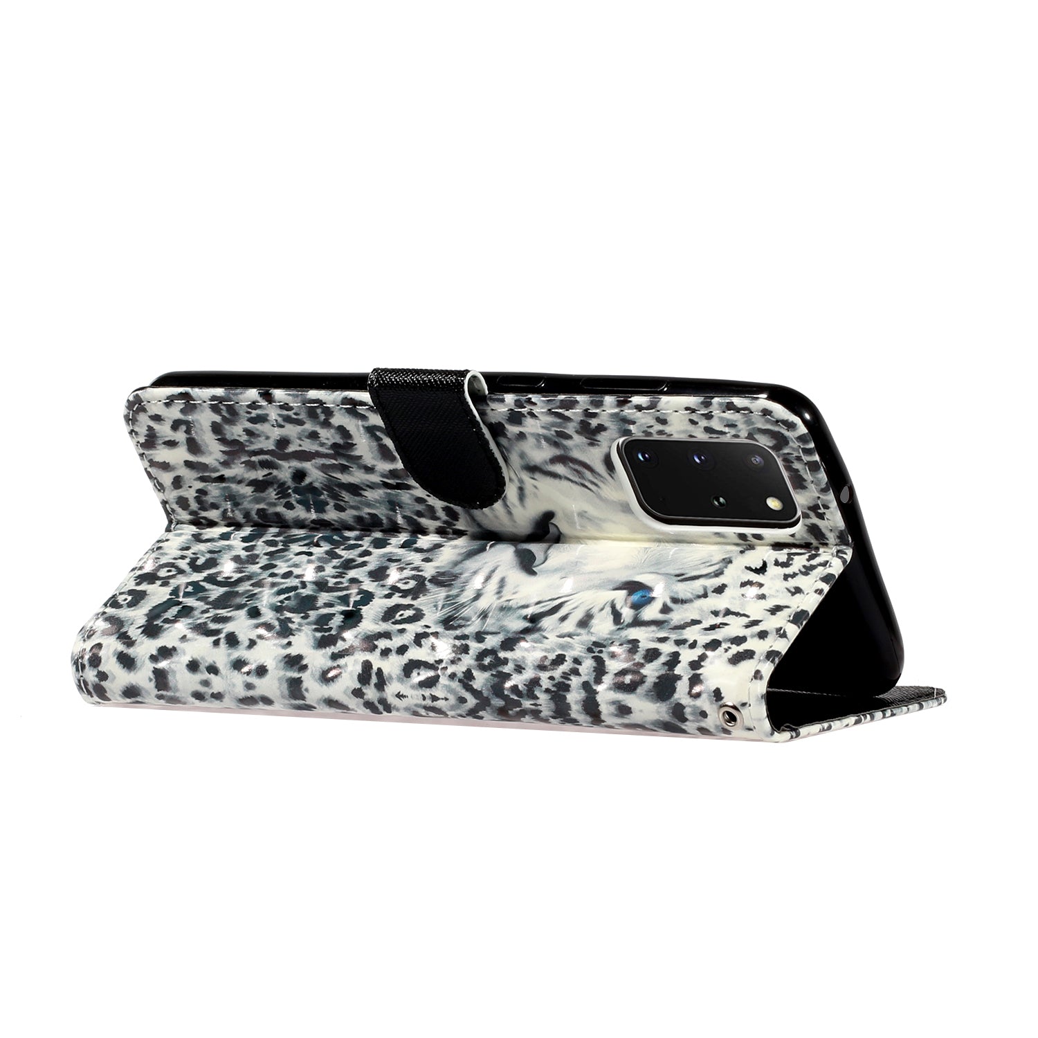 Light Spot Decor Patterned Embossed Leather Wallet Case Cover for Samsung Galaxy S20 Plus - Leopard Face