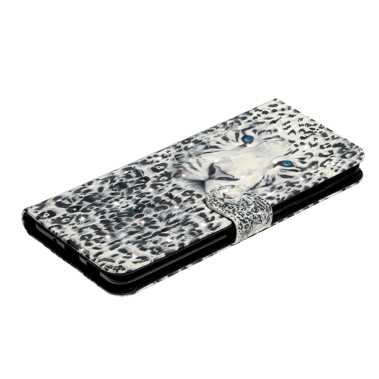 Light Spot Decor Patterned Embossed Leather Wallet Case Cover for Samsung Galaxy S20 Plus - Leopard Face