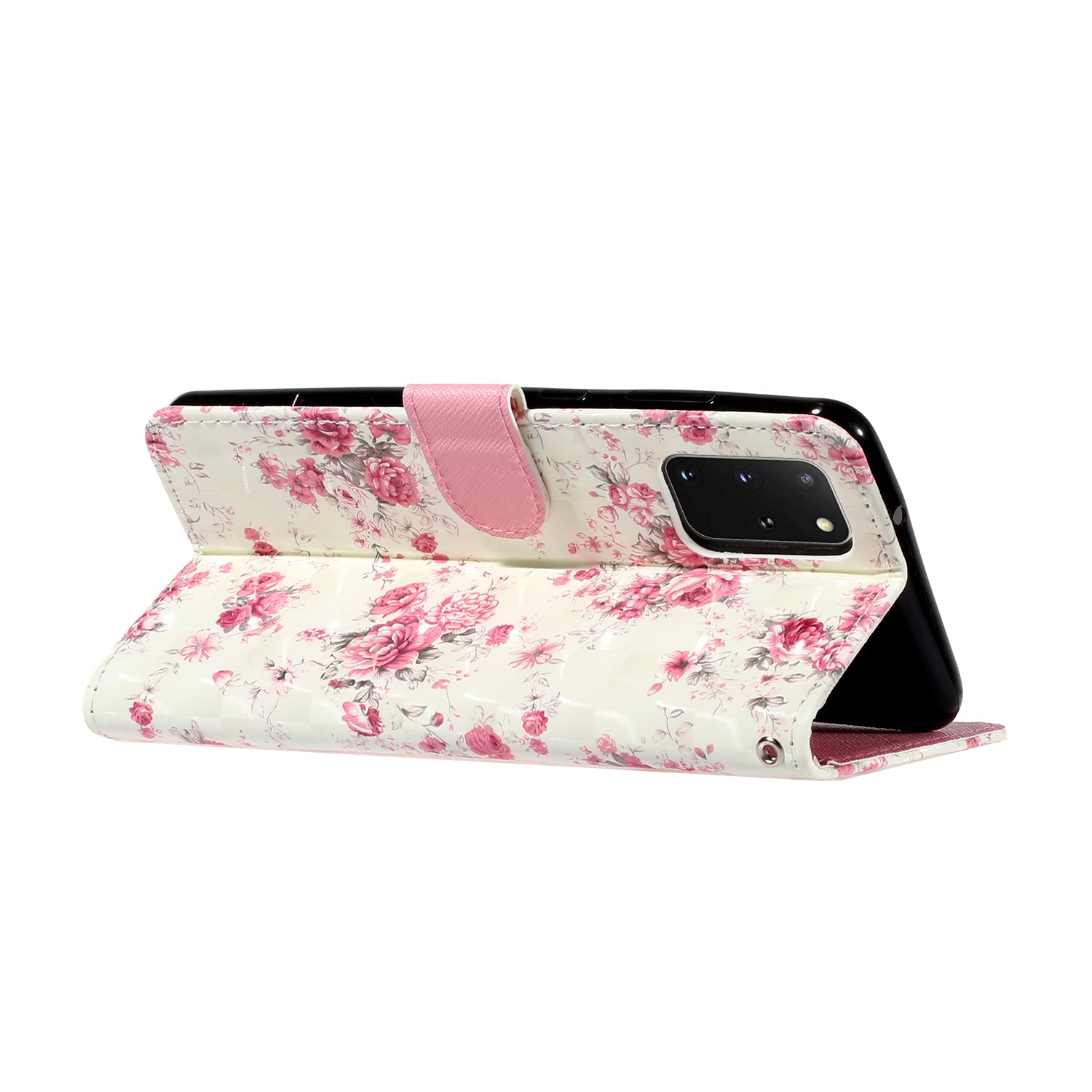 Light Spot Decor Patterned Embossed Leather Wallet Case Cover for Samsung Galaxy S20 Plus - Flower