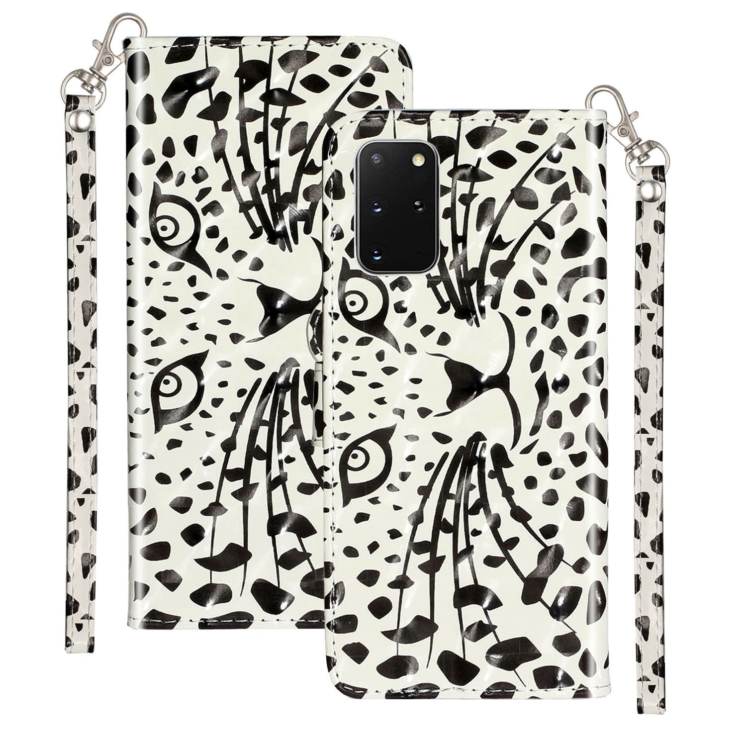 Light Spot Decor Patterned Embossed Leather Wallet Case Cover for Samsung Galaxy S20 Plus - Cartoon Leopard