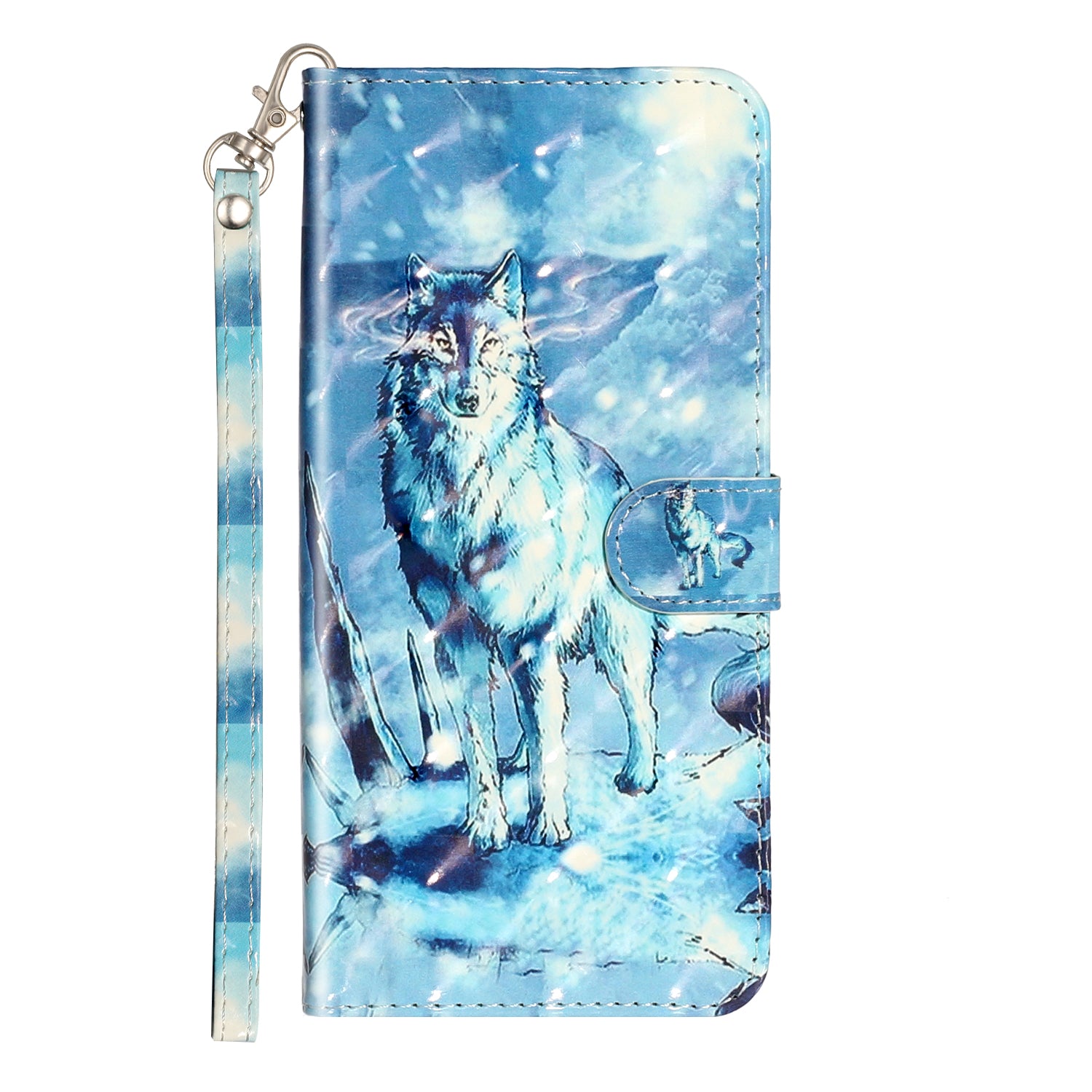 Light Spot Decor Pattern Embossed Leather Case Wallet for Samsung Galaxy S20 Ultra - Wolf