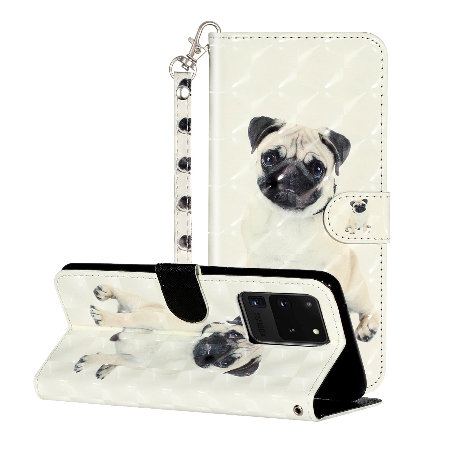 Light Spot Decor Pattern Embossed Leather Case Wallet for Samsung Galaxy S20 Ultra - Dog