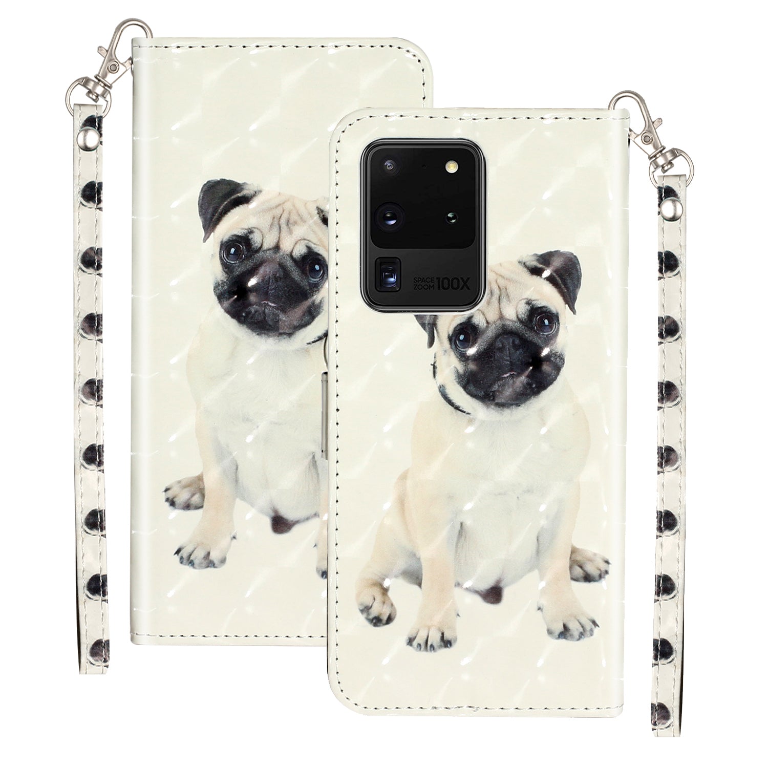 Light Spot Decor Pattern Embossed Leather Case Wallet for Samsung Galaxy S20 Ultra - Dog