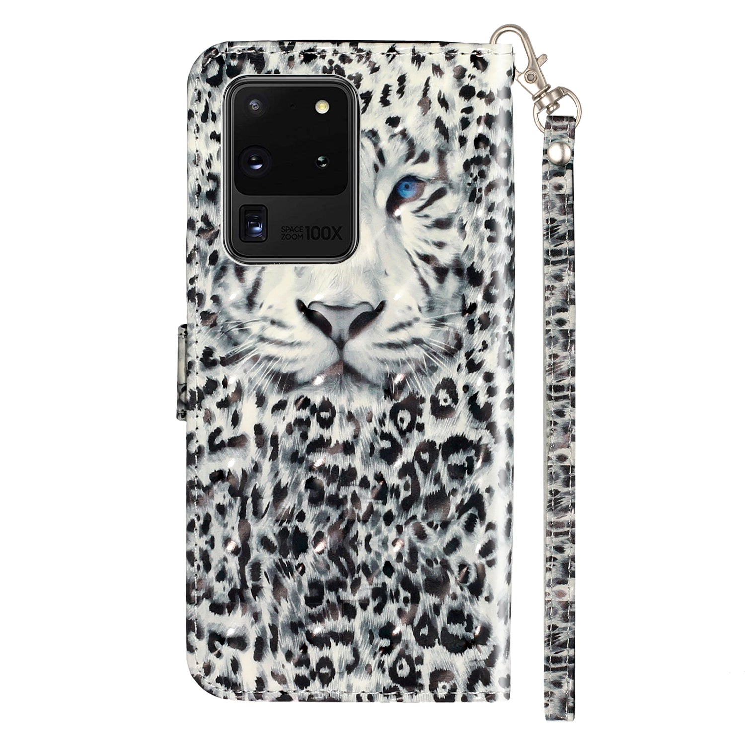 Light Spot Decor Pattern Embossed Leather Case Wallet for Samsung Galaxy S20 Ultra - Leopard Face