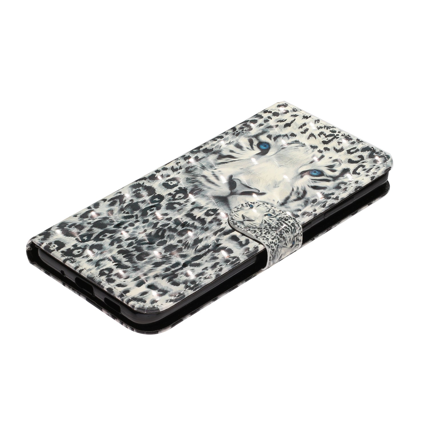 Light Spot Decor Pattern Embossed Leather Case Wallet for Samsung Galaxy S20 Ultra - Leopard Face