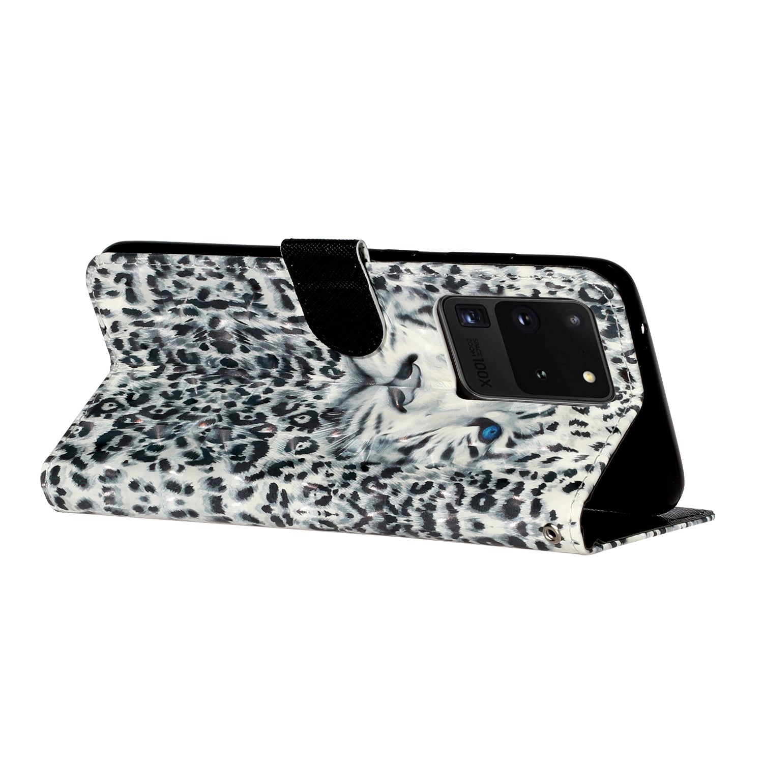 Light Spot Decor Pattern Embossed Leather Case Wallet for Samsung Galaxy S20 Ultra - Leopard Face