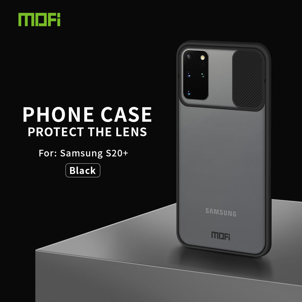 MOFI XINDUN Series Shockproof PC+TPU Cover with Lens Protective Slide Shield for Samsung Galaxy S20 Plus - Black