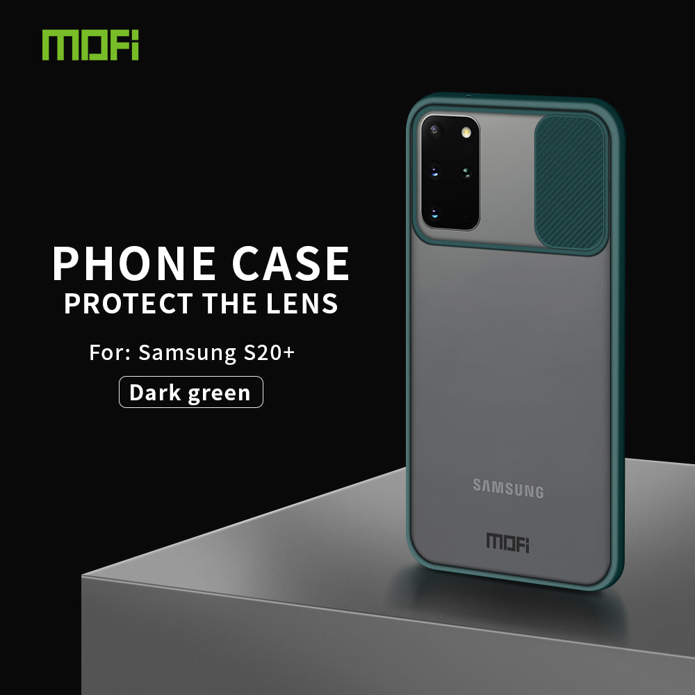 MOFI XINDUN Series Shockproof PC+TPU Cover with Lens Protective Slide Shield for Samsung Galaxy S20 Plus - Green