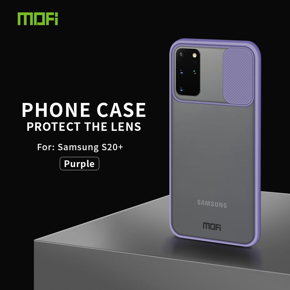 MOFI XINDUN Series Shockproof PC+TPU Cover with Lens Protective Slide Shield for Samsung Galaxy S20 Plus - Purple