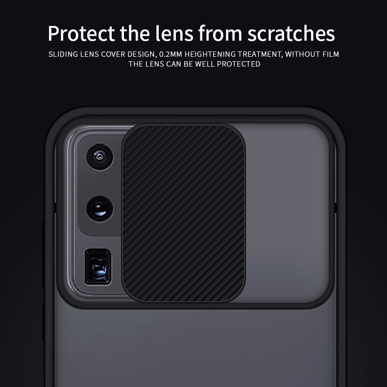 MOFI XINDUN Series Shockproof PC+TPU Phone Case with Lens Protective Slide Shield for Samsung Galaxy S20 Ultra - Black