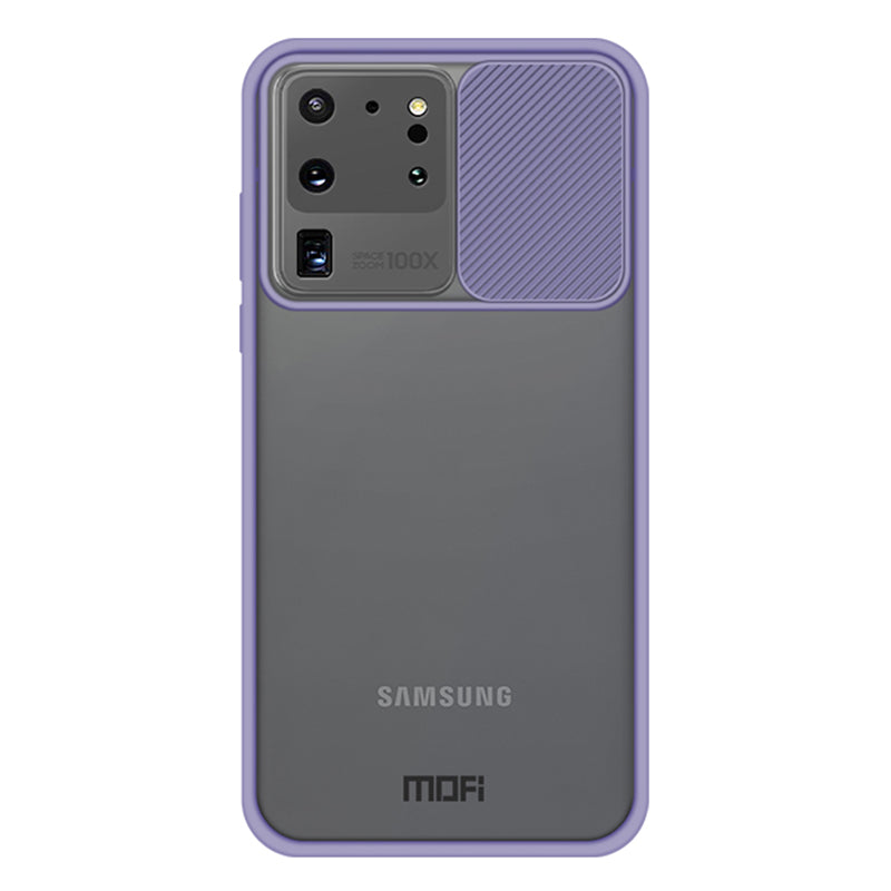 MOFI XINDUN Series Shockproof PC+TPU Phone Case with Lens Protective Slide Shield for Samsung Galaxy S20 Ultra - Purple