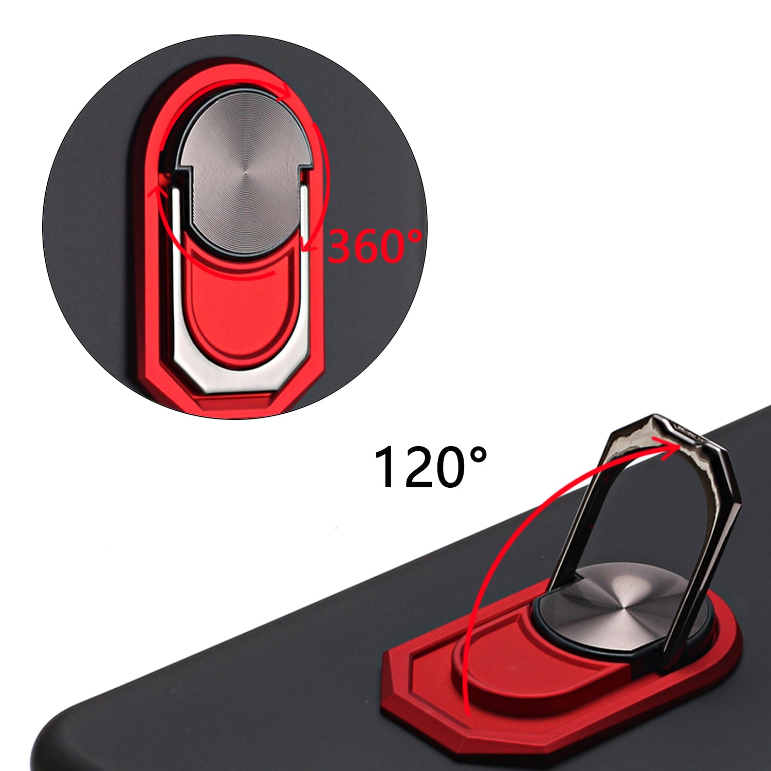 Finger Ring Kickstand Soft Silicone Phone Cover for Samsung Galaxy S20 Plus - Black/Red