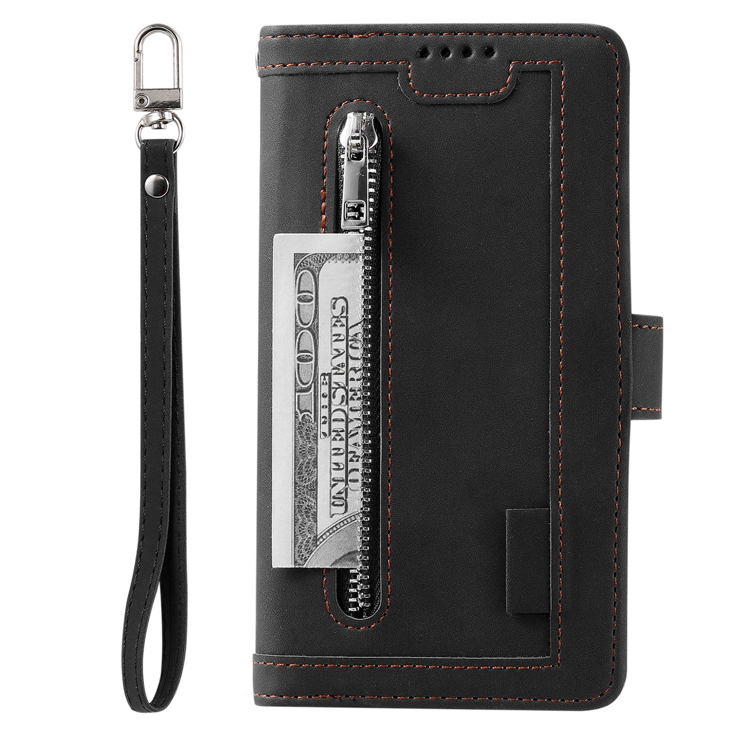 Zipper Pocket 9 Card Slots Leather Wallet Stand Case for Samsung Galaxy S20 Ultra - Black