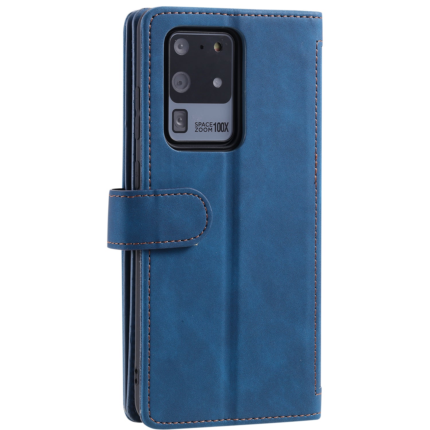 Zipper Pocket 9 Card Slots Leather Wallet Stand Case for Samsung Galaxy S20 Ultra - Blue