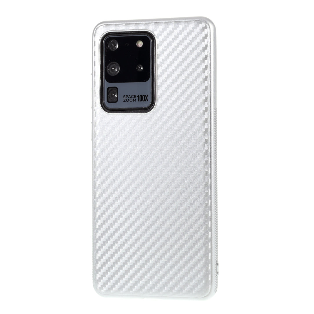 Carbon Fiber TPU Case for Samsung Galaxy S20 Ultra - Silver