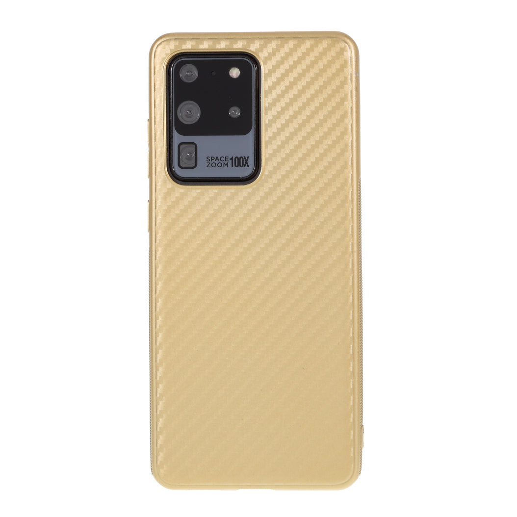 Carbon Fiber TPU Case for Samsung Galaxy S20 Ultra - Gold