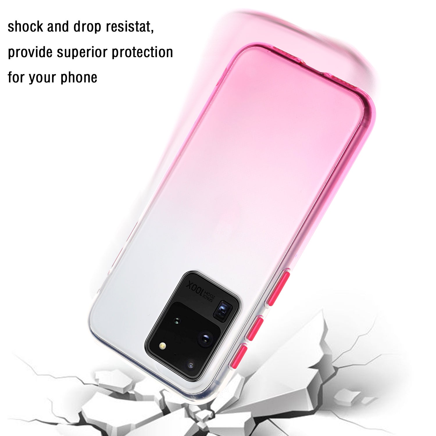 Gradient Color Blocking Button StyleTPU Shell for Samsung Galaxy S20 Ultra - Pink