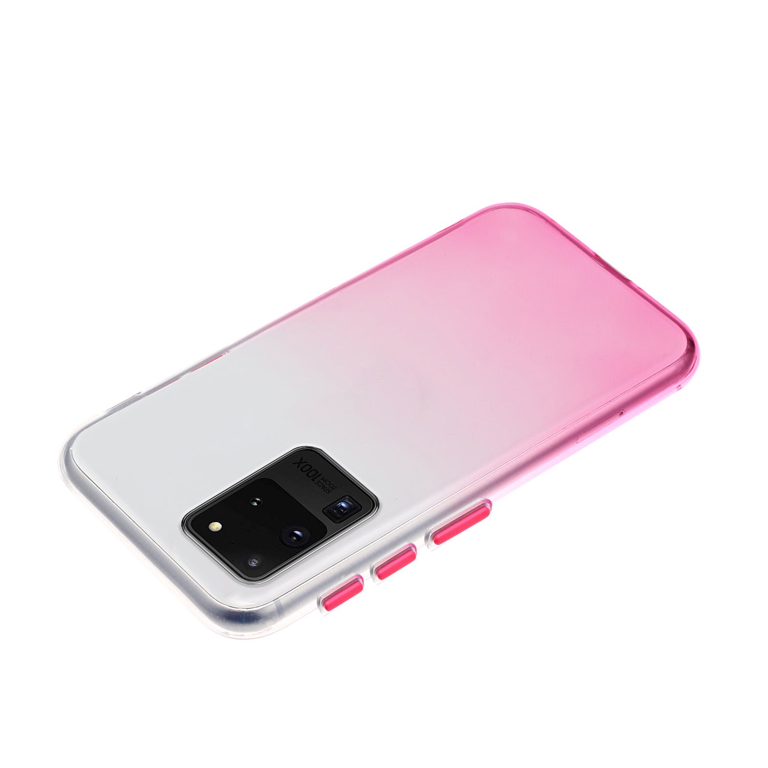 Gradient Color Blocking Button StyleTPU Shell for Samsung Galaxy S20 Ultra - Pink